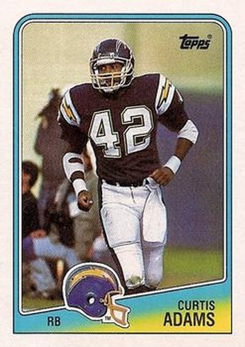 #206 Curtis Adams - San Diego Chargers - 1988 Topps Football