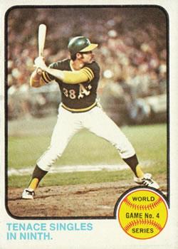 #206 World Series Game No. 4 - Tenace Singles in Ninth - Oakland Athletics / Cincinnati Reds - 1973 Topps Baseball