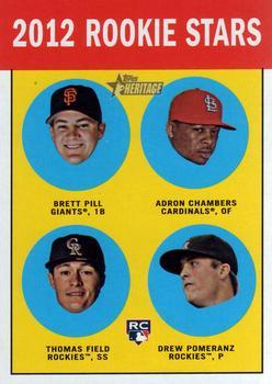 #208 Brett Pill / Adron Chambers / Thomas Field / Drew Pomeranz - San Francisco Giants / St. Louis Cardinals / Colorado Rockies / Colorado Rockies - 2012 Topps Heritage Baseball