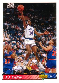 #208 A.J. English - Washington Bullets - 1992-93 Upper Deck Basketball