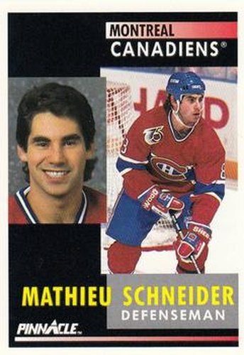 #209 Mathieu Schneider - Montreal Canadiens - 1991-92 Pinnacle Hockey