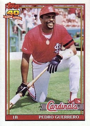 #20 Pedro Guerrero - St. Louis Cardinals - 1991 Topps Baseball