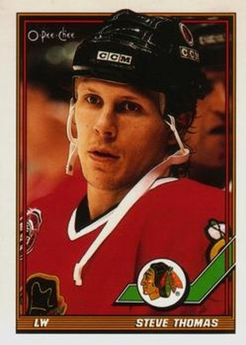 #210 Steve Thomas - Chicago Blackhawks - 1991-92 O-Pee-Chee Hockey