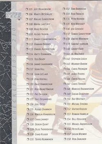 #210 Checklist: 105-210 - 1996-97 Upper Deck Hockey