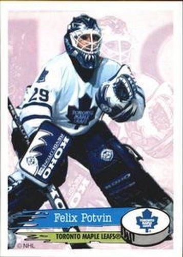 #210 Felix Potvin - Toronto Maple Leafs - 1995-96 Panini Hockey Stickers
