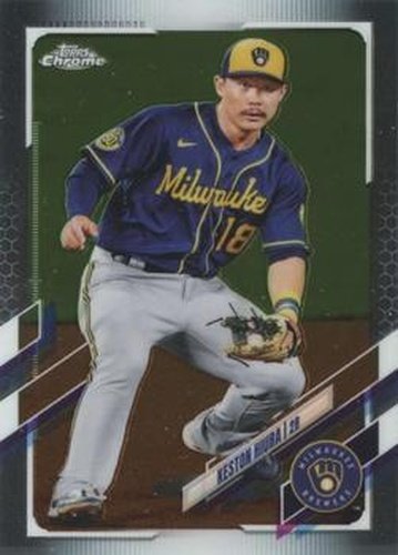 #211 Keston Hiura - Milwaukee Brewers - 2021 Topps Chrome Baseball