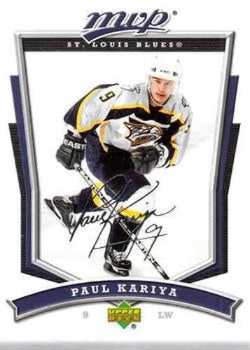 #211 Paul Kariya - St. Louis Blues - 2007-08 Upper Deck MVP Hockey
