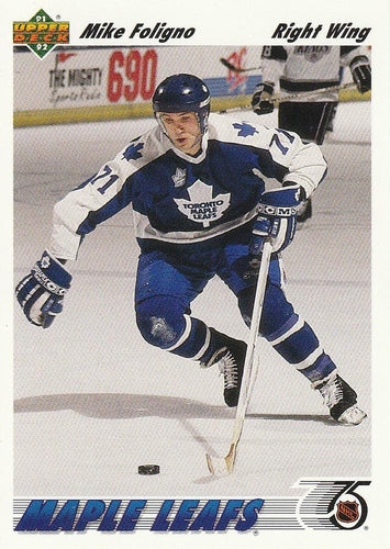 #212 Mike Foligno - Toronto Maple Leafs - 1991-92 Upper Deck Hockey