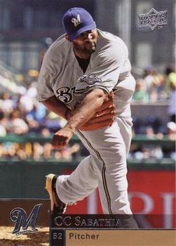 #212 CC Sabathia - Milwaukee Brewers - 2009 Upper Deck Baseball