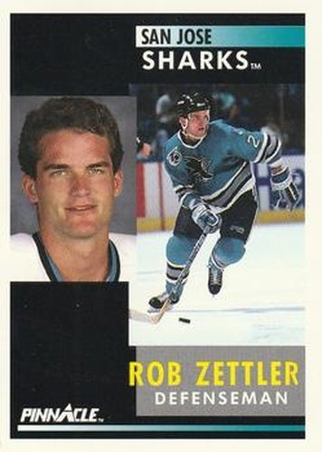 #213 Rob Zettler - San Jose Sharks - 1991-92 Pinnacle Hockey