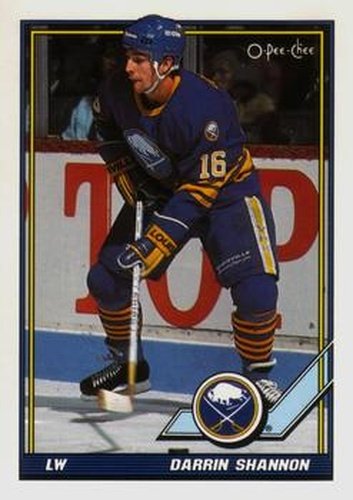 #214 Darrin Shannon - Buffalo Sabres - 1991-92 O-Pee-Chee Hockey