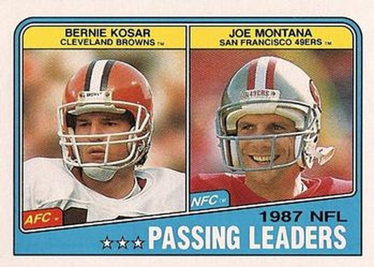 #215 Bernie Kosar / Joe Montana - Cleveland Browns / San Francisco 49ers - 1988 Topps Football