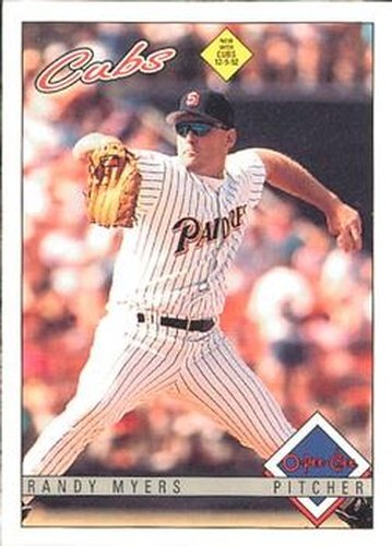 #215 Randy Myers - Chicago Cubs - 1993 O-Pee-Chee Baseball