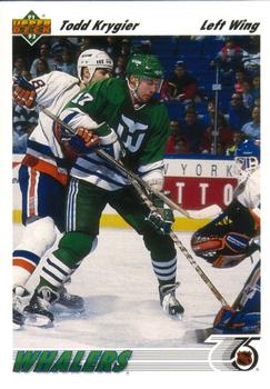 #215 Todd Krygier - Hartford Whalers - 1991-92 Upper Deck Hockey