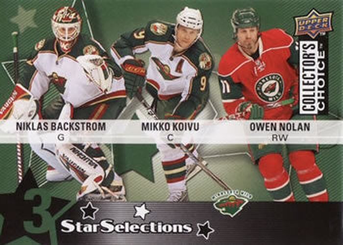 #215 Niklas Backstrom / Mikko Koivu / Owen Nolan - Minnesota Wild - 2009-10 Collector's Choice Hockey