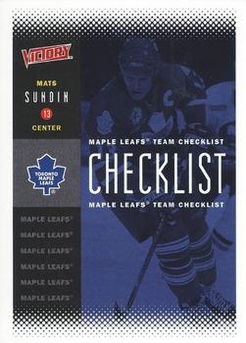 #216 Mats Sundin - Toronto Maple Leafs - 2000-01 Upper Deck Victory Hockey