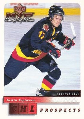 #216 Justin Papineau - Belleville Bulls - 1999-00 Upper Deck MVP Stanley Cup Edition Hockey