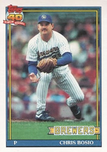 #217 Chris Bosio - Milwaukee Brewers - 1991 Topps Baseball