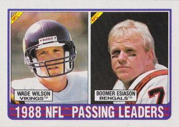 #217 1988 Passing Leaders - Wade Wilson / Boomer Esiason - Minnesota Vikings / Cincinnati Bengals - 1989 Topps Football