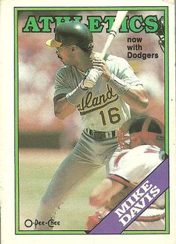 #217 Mike Davis - Los Angeles Dodgers - 1988 O-Pee-Chee Baseball