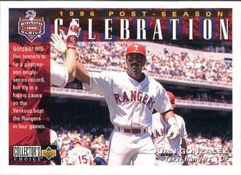 #218 Juan Gonzalez - Texas Rangers - 1997 Collector's Choice Baseball