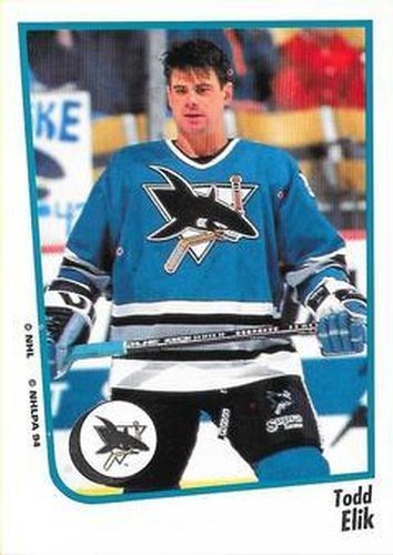 #218 Todd Elik - San Jose Sharks - 1994-95 Panini Hockey Stickers
