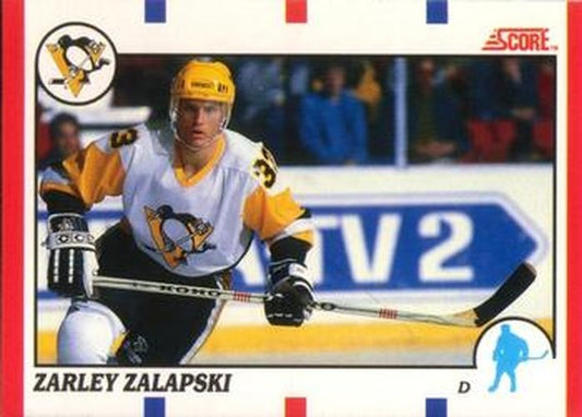 #218 Zarley Zalapski - Pittsburgh Penguins - 1990-91 Score Canadian Hockey