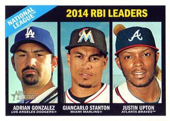 #219 Justin Upton / Giancarlo Stanton / Adrian Gonzalez - Atlanta Braves / Miami Marlins / Los Angeles Dodgers - 2015 Topps Heritage Baseball