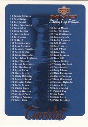 #219 Checklist: 1-110 - 1999-00 Upper Deck MVP Stanley Cup Edition Hockey