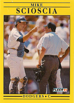 #219 Mike Scioscia - Los Angeles Dodgers - 1991 Fleer Baseball