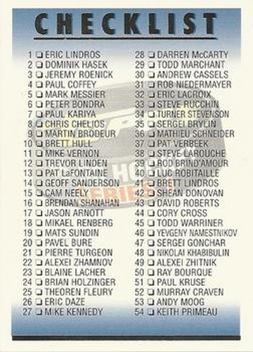 #219 Checklist 1-110 - 1995-96 Topps Hockey