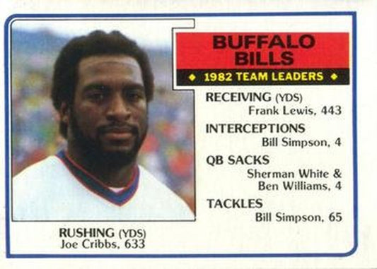 #219 Joe Cribbs - Buffalo Bills - 1983 Topps Football
