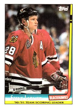 #21 Steve Larmer - Chicago Blackhawks - 1991-92 Topps Hockey - Team Scoring Leaders