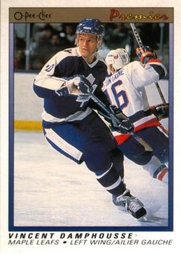 #21 Vincent Damphousse - Toronto Maple Leafs - 1990-91 O-Pee-Chee Premier Hockey