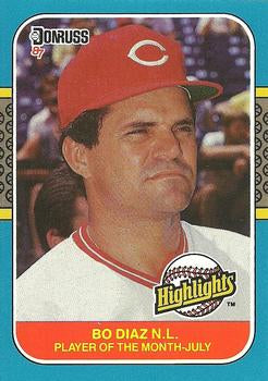 #21 Bo Diaz - Cincinnati Reds - 1987 Donruss Highlights Baseball