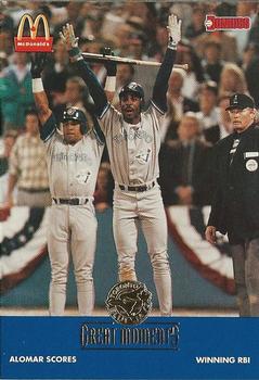 #21 1992-WS Alomar Scores Winning - Candy Maldonado / Devon White / Roberto Alomar - Toronto Blue Jays - 1993 Donruss McDonald's Toronto Blue Jays Great Moments Baseball