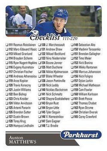 #220 Auston Matthews CL - Toronto Maple Leafs - 2018-19 Parkhurst Hockey