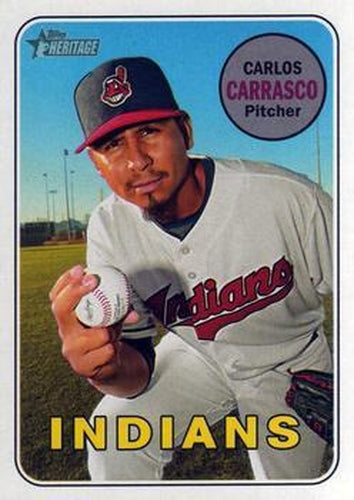 #220 Carlos Carrasco - Cleveland Indians - 2018 Topps Heritage Baseball