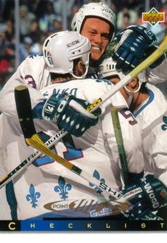#220 100 Point Club Checklist - Quebec Nordiques - 1993-94 Upper Deck Hockey