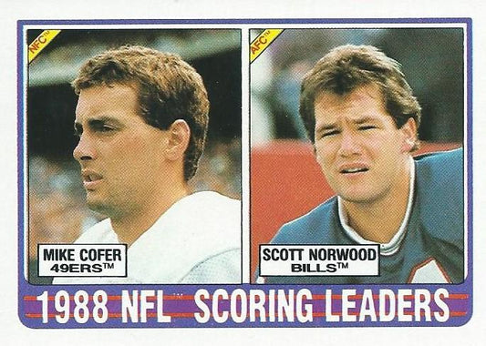 #220 1988 Scoring Leaders - Mike Cofer / Scott Norwood - San Francisco 49ers / Buffalo Bills - 1989 Topps Football