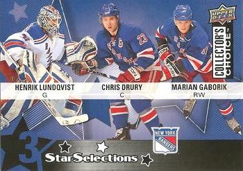 #220 Marian Gaborik / Henrik Lundqvist / Chris Drury - New York Rangers - 2009-10 Collector's Choice Hockey