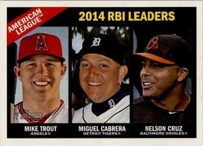 #220 Nelson Cruz / Miguel Cabrera / Mike Trout - Baltimore Orioles / Detroit Tigers / Los Angeles Angels - 2015 Topps Heritage Baseball