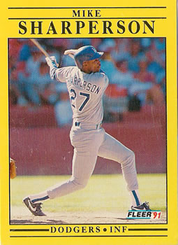 #221 Mike Sharperson - Los Angeles Dodgers - 1991 Fleer Baseball