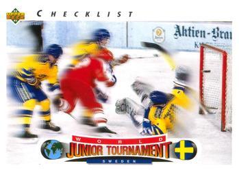 #221 World Junior Championships Checklist - Sweden - 1992-93 Upper Deck Hockey