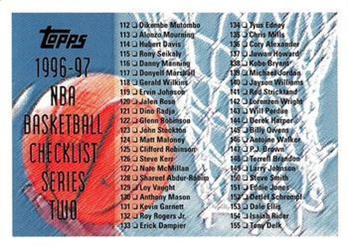 #221 Checklist: 112-221 - 1996-97 Topps Basketball
