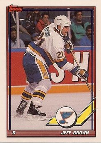 #222 Jeff Brown - St. Louis Blues - 1991-92 Topps Hockey
