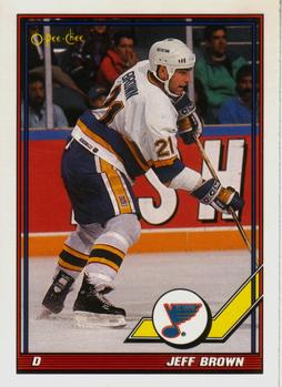 #222 Jeff Brown - St. Louis Blues - 1991-92 O-Pee-Chee Hockey