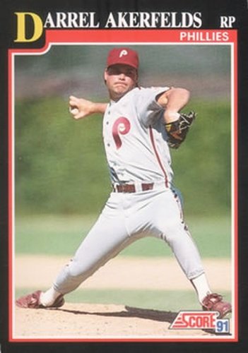#223 Darrel Akerfelds - Philadelphia Phillies - 1991 Score Baseball