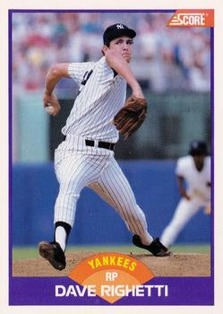 #225 Dave Righetti - New York Yankees - 1989 Score Baseball