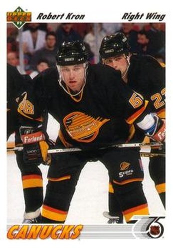 #225 Robert Kron - Vancouver Canucks - 1991-92 Upper Deck Hockey